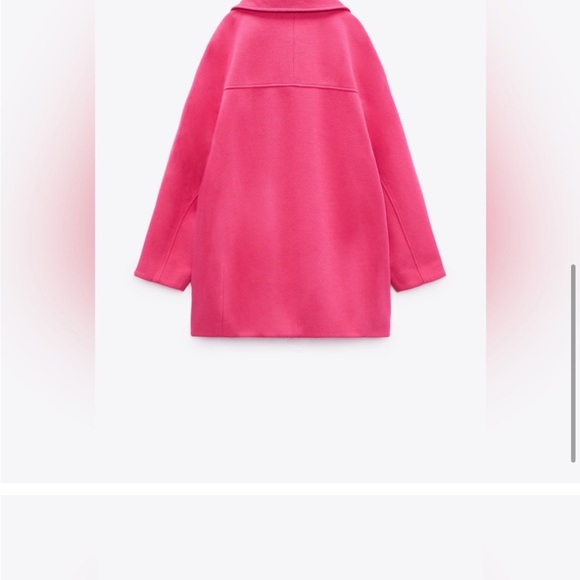 ZARA FUCHSIA PINK WOOL BLEND DOUBLE-BREASTED COAT SIZE S - Picture 7 of 13